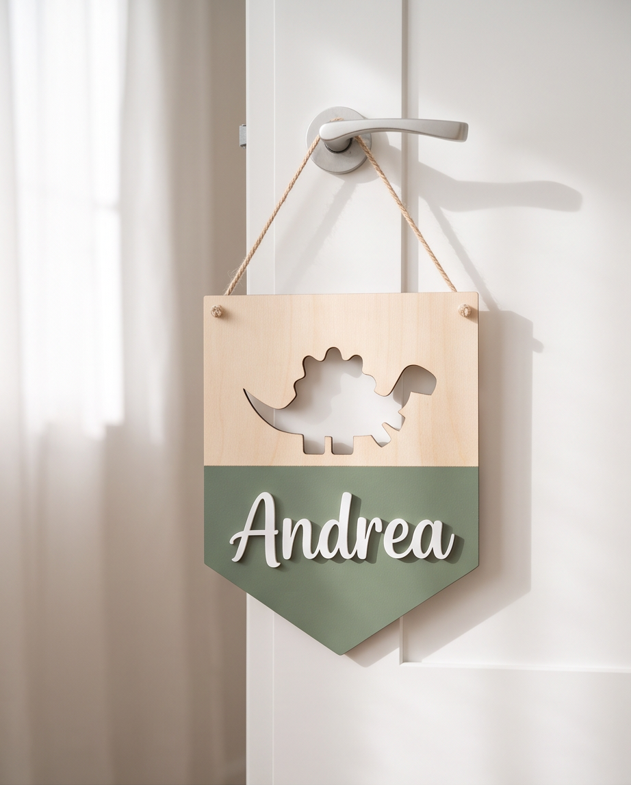 Decorazione personalizzata Dinosauro per porta della cameretta