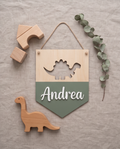 Decorazione personalizzata Dinosauro per porta della cameretta